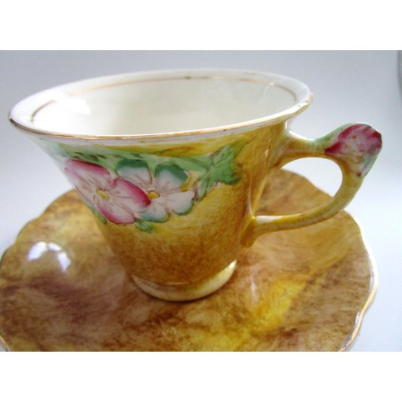 James Kent Longton England Brown Cup & Saucer & Flower Handle #2184 VTG - *READ* - Picture 7 of 14